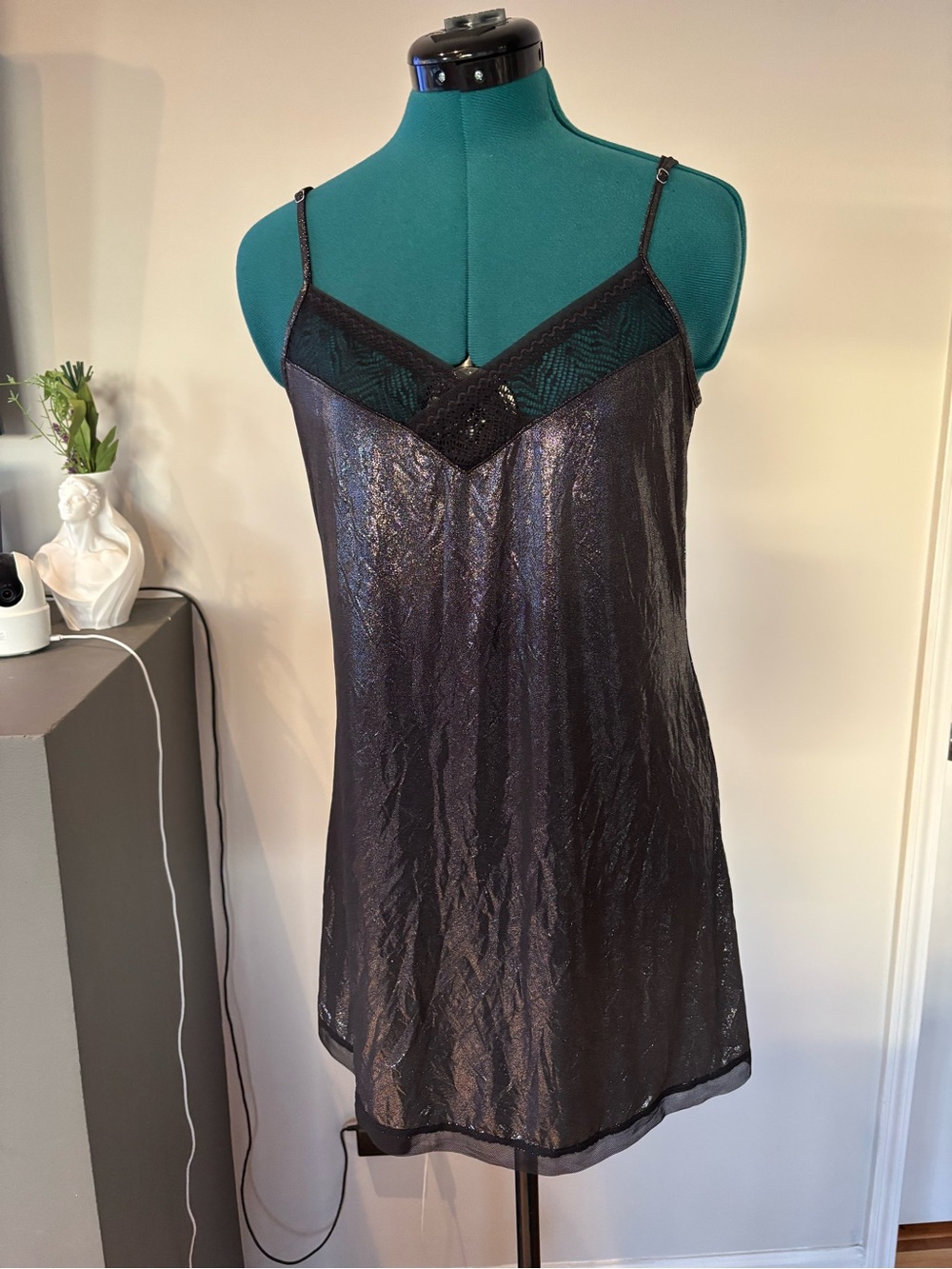 Victoria's Secret Black Lace Slip with Sheer lace and trim, Small